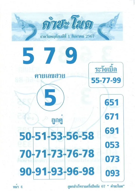 หวยคำชะโนด 1/8/67