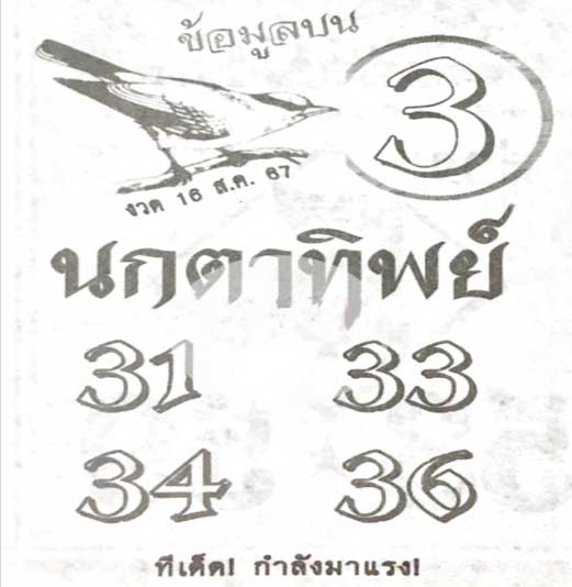 หวยนกตาทิพย์ 16/8/67