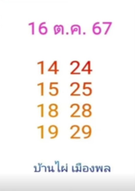 หวยบ้านไผ่เมืองพล 16/10/67