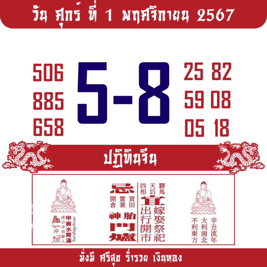 หวยปฏิทินจีน 1-11-67