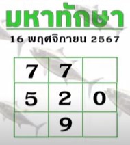 หวยมหาทักษา 16/11/67