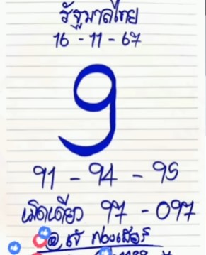 หวยเจ๊ฟองเบียร์ 16/11/67