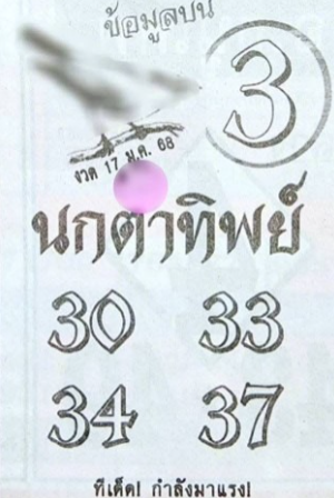 หวยนกตาทิพย์ 17/1/68 