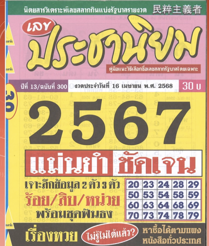 หวยประชานิยม 16/4/68