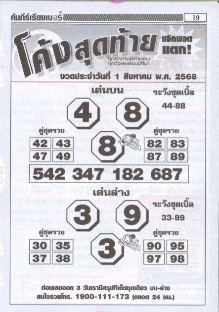 หวยโค้งสุดท้าย 1/8/68