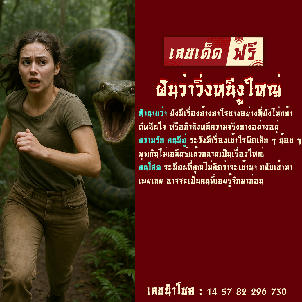 ฝันว่าวิ่งหนีงูใหญ่