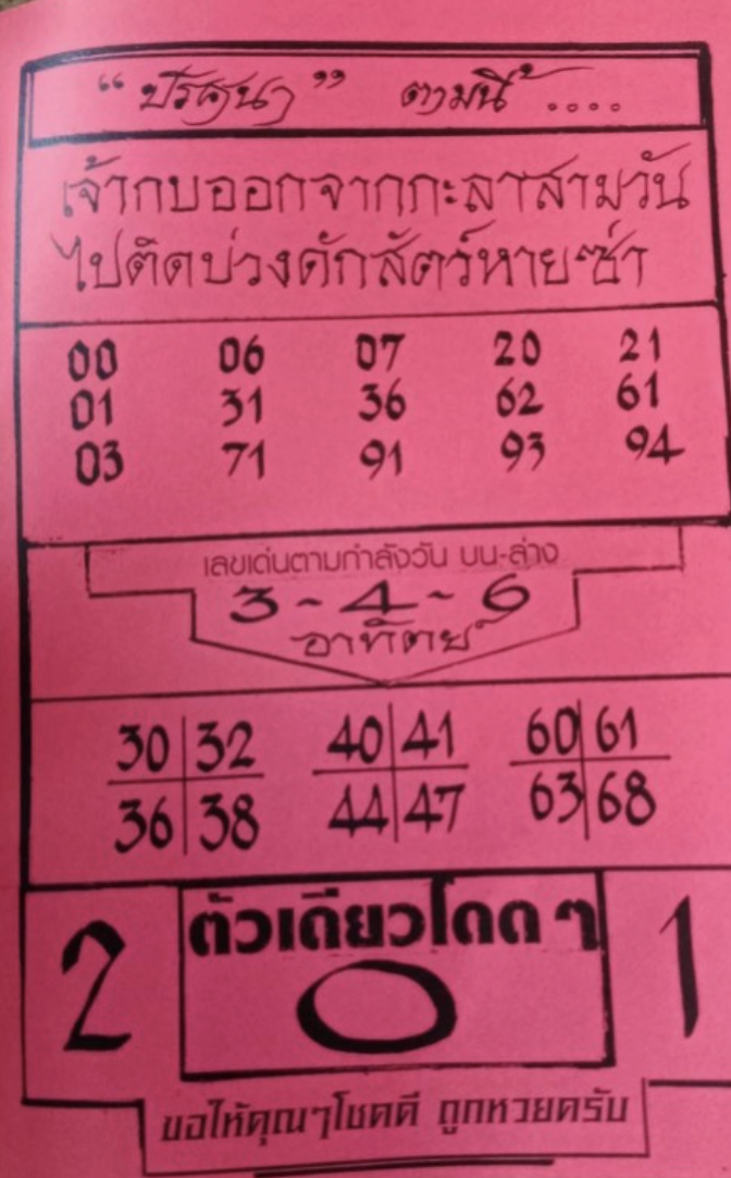 หวยปริศนาปกแดง 16/11/68